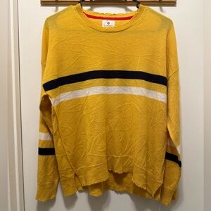 NWOT Sundry Yellow Scalloped Striped Wool Sweater